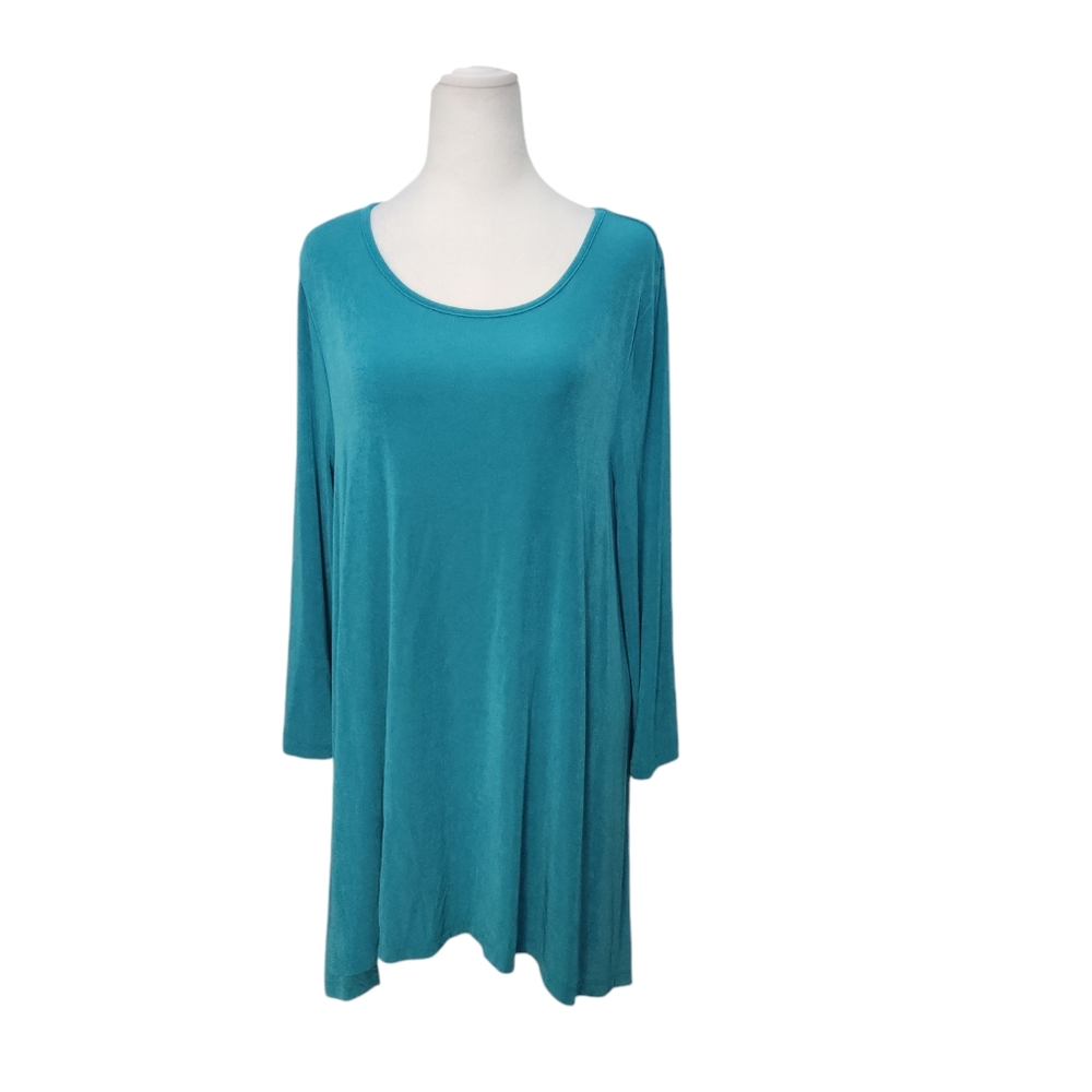 Coldwater Creek Turquoise Long Sleeve Top Stretchy Size XL